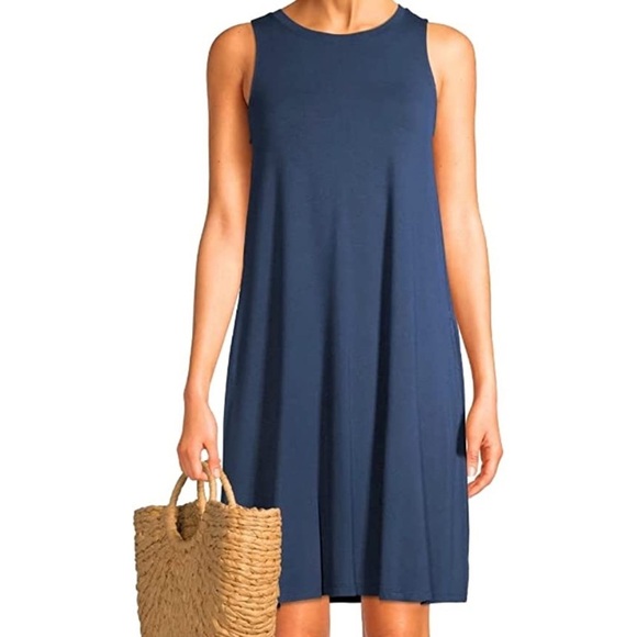 Time and Tru Sleeveless Knit Dress, Blue, Size S (4/6) - Picture 3 of 8
